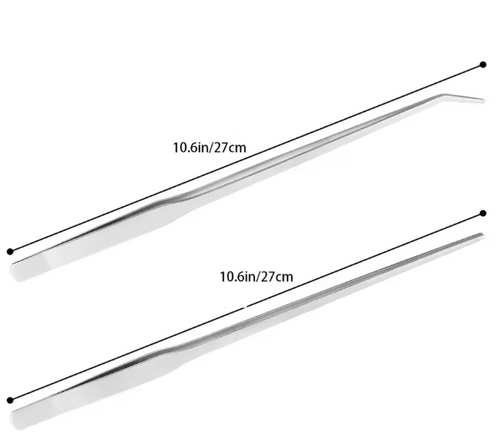 2PCS 27CM AQUARIUM STAINLESS STEEL TWEEZERS