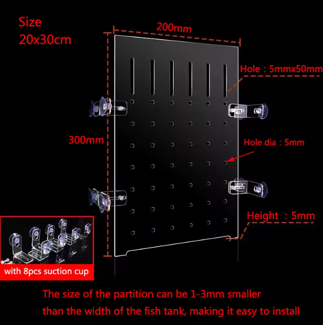 FISH TANK DIVIDERS WITH SUCTION CUP