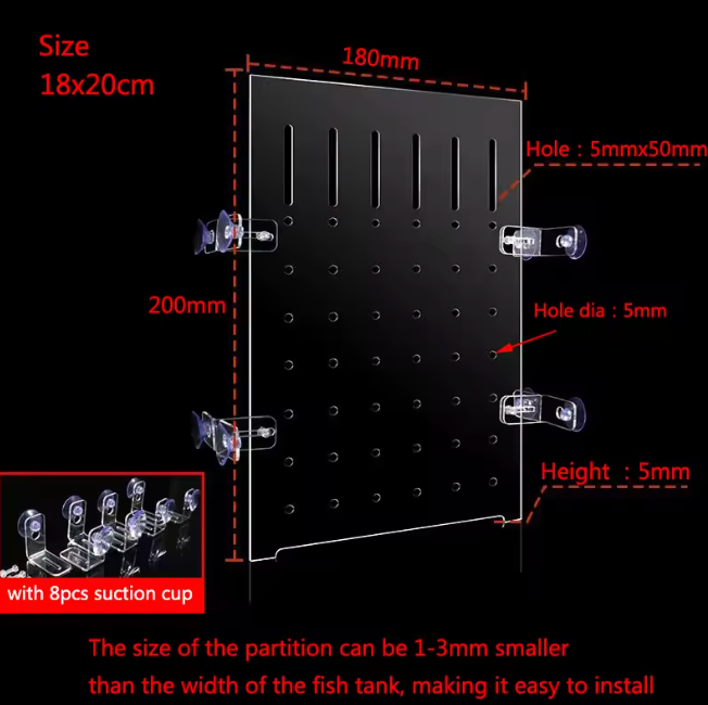 FISH TANK DIVIDERS WITH SUCTION CUP