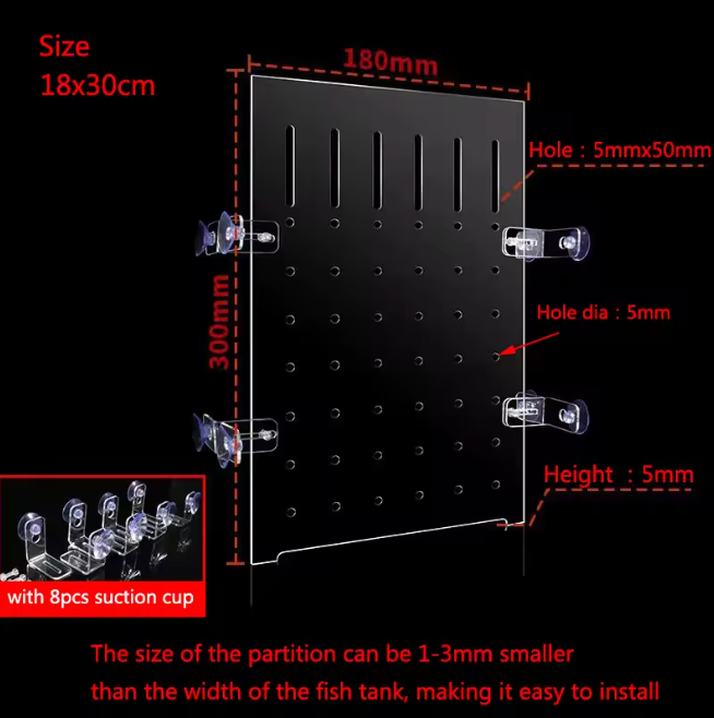FISH TANK DIVIDERS WITH SUCTION CUP