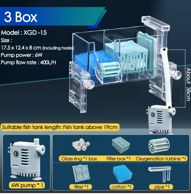PREMIUM MULTI-BOX AQUARIUM HANG ON BACK FILTER