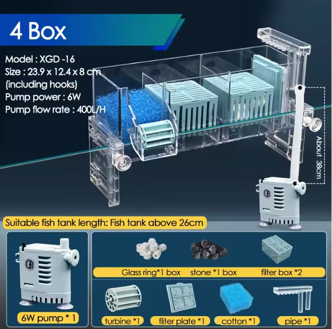 PREMIUM MULTI-BOX AQUARIUM HANG ON BACK FILTER