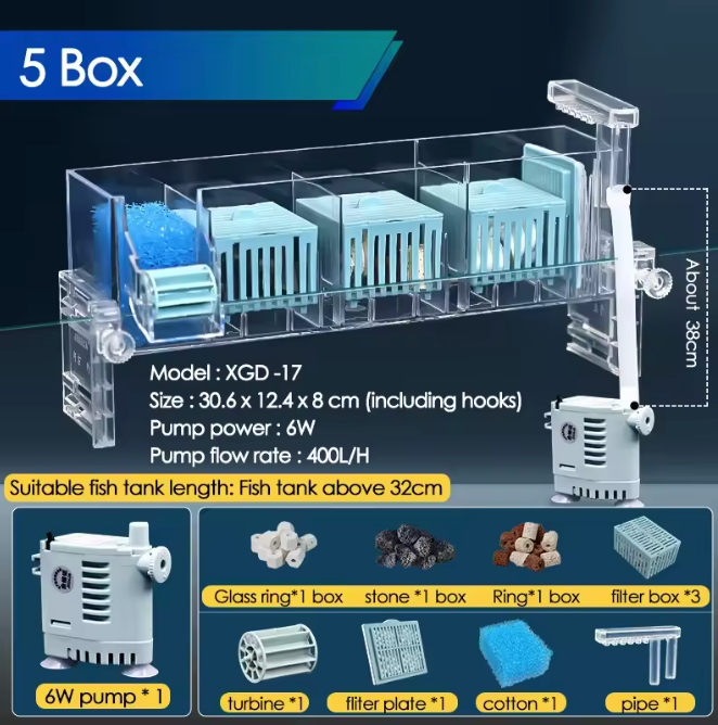 PREMIUM MULTI-BOX AQUARIUM HANG ON BACK FILTER