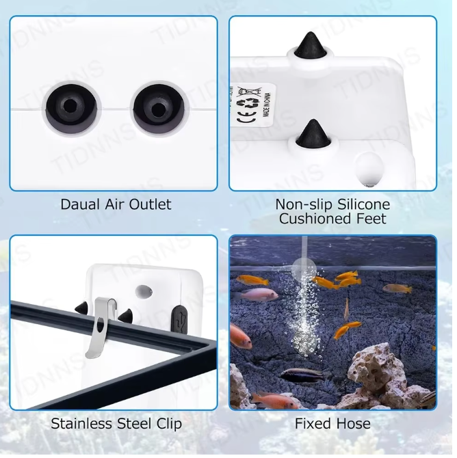 PREMIUM DUAL PORT RECHARGABLE BACKUP MULTIUSE AQUARIUM AIR PUMP
